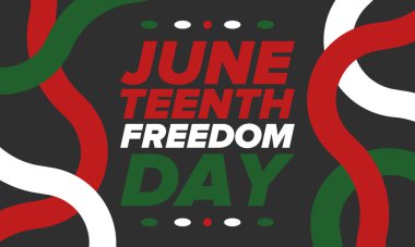 Haziran Bağımsızlık Günü 'nde. Özgürlük ya da Özgürlük Günü. Yıllık Amerikan bayramı, 19 Haziran 'da kutlandı. Afro-Amerikan tarihi ve mirası. Poster, tebrik kartı, afiş ve geçmiş. Vektör