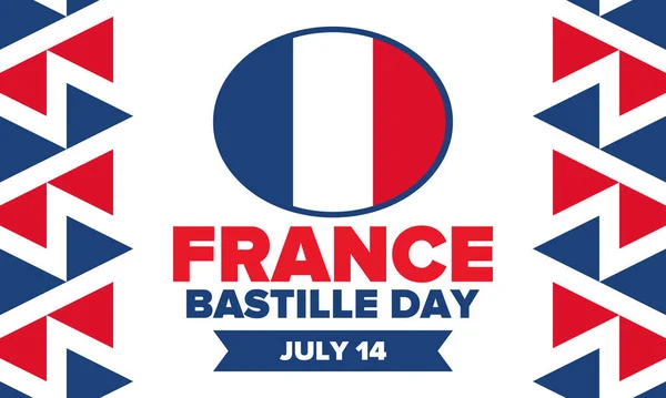 Día Bastilla Francia Fiesta Nacional Feliz Celebrada Anualmente Julio Bandera — Vector de stock