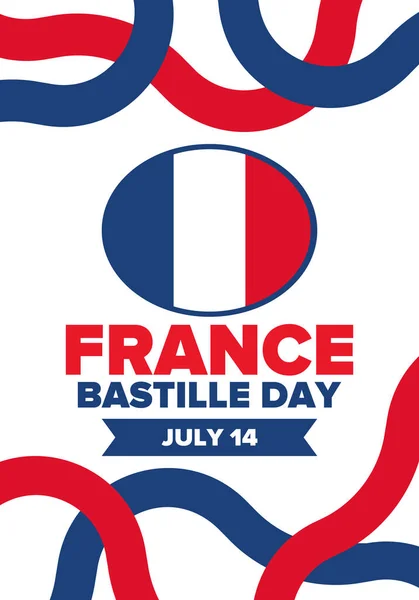 Dzień Bastylii Francji Narodowe Szczęśliwe Święto Obchodzone Corocznie Lipcu Francuska — Wektor stockowy