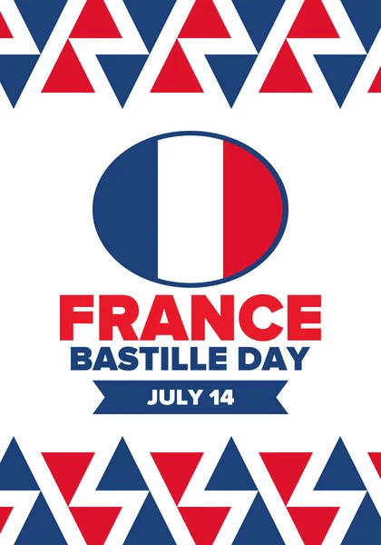 Giornata Della Bastiglia Francia Festa Nazionale Felice Celebrata Annualmente Luglio — Vettoriale Stock