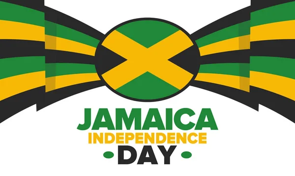 День Независимости Ямайки Независимость Ямайки Праздник Отмечается Ежегодно Августа Флаг — стоковый вектор
