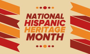 Eylül ve Ekim aylarında Ulusal İspanyol Mirası Ayı. İspanyol ve Latin Amerika kültürü. Birleşik Devletler 'de yıllık kutlama. Poster, kart, afiş ve geçmiş. Vektör illüstrasyonu