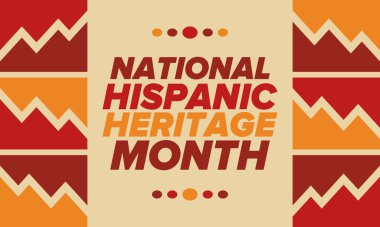 Eylül ve Ekim aylarında Ulusal İspanyol Mirası Ayı. İspanyol ve Latin Amerika kültürü. Birleşik Devletler 'de yıllık kutlama. Poster, kart, afiş ve geçmiş. Vektör illüstrasyonu