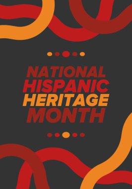 Eylül ve Ekim aylarında Ulusal İspanyol Mirası Ayı. İspanyol ve Latin Amerika kültürü. Birleşik Devletler 'de yıllık kutlama. Poster, kart, afiş ve geçmiş. Vektör illüstrasyonu