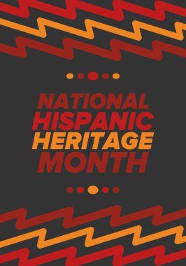 Eylül ve Ekim aylarında Ulusal İspanyol Mirası Ayı. İspanyol ve Latin Amerika kültürü. Birleşik Devletler 'de yıllık kutlama. Poster, kart, afiş ve geçmiş. Vektör illüstrasyonu