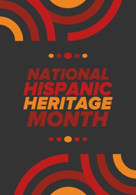 Eylül ve Ekim aylarında Ulusal İspanyol Mirası Ayı. İspanyol ve Latin Amerika kültürü. Birleşik Devletler 'de yıllık kutlama. Poster, kart, afiş ve geçmiş. Vektör illüstrasyonu