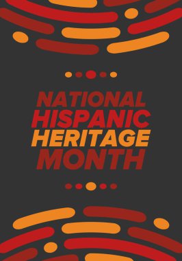 Eylül ve Ekim aylarında Ulusal İspanyol Mirası Ayı. İspanyol ve Latin Amerika kültürü. Birleşik Devletler 'de yıllık kutlama. Poster, kart, afiş ve geçmiş. Vektör illüstrasyonu