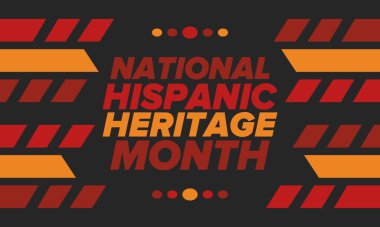 Eylül ve Ekim aylarında Ulusal İspanyol Mirası Ayı. İspanyol ve Latin Amerika kültürü. Birleşik Devletler 'de yıllık kutlama. Poster, kart, afiş ve geçmiş. Vektör illüstrasyonu