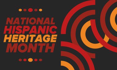 Eylül ve Ekim aylarında Ulusal İspanyol Mirası Ayı. İspanyol ve Latin Amerika kültürü. Birleşik Devletler 'de yıllık kutlama. Poster, kart, afiş ve geçmiş. Vektör illüstrasyonu