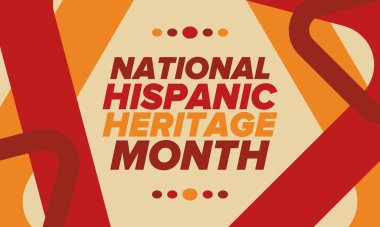 Eylül ve Ekim aylarında Ulusal İspanyol Mirası Ayı. İspanyol ve Latin Amerika kültürü. Birleşik Devletler 'de yıllık kutlama. Poster, kart, afiş ve geçmiş. Vektör illüstrasyonu