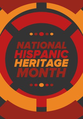 Eylül ve Ekim aylarında Ulusal İspanyol Mirası Ayı. İspanyol ve Latin Amerika kültürü. Birleşik Devletler 'de yıllık kutlama. Poster, kart, afiş ve geçmiş. Vektör illüstrasyonu