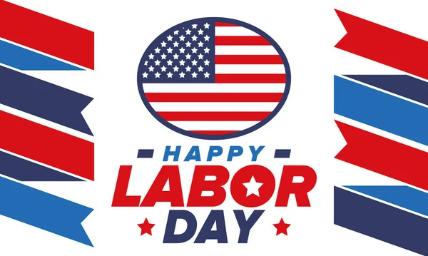 Buon Labor Day Giorni Festivi Federali Festeggiamenti Annuali Negli Stati — Vettoriale Stock