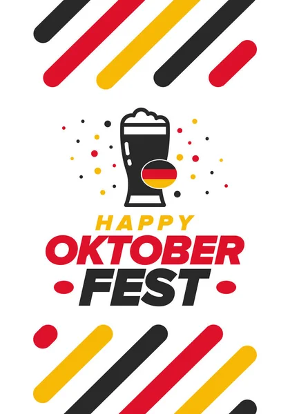 Oktoberfest Traditional Beer Festival Germany Celebration Annual Worldwide September October — Stock Vector