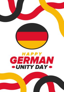 German Unity Day. Celebrated annually on October 3 in Germany. Happy national holiday of unity, freedom and reunification. Deutsch flag. Patriotic poster design. Vector illustration clipart