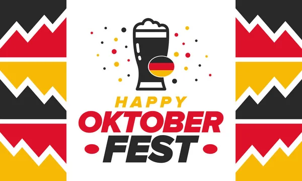 Oktoberfest Traditional Beer Festival Germany Celebration Annual Worldwide September October — Stock Vector