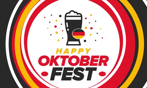 Oktoberfest Traditional Beer Festival Germany Celebration Annual Worldwide September October — Stockvektor