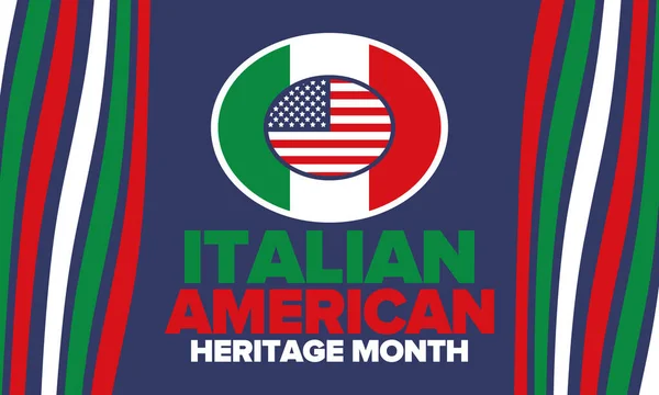 Национальный Итальянский Месяц Американского Наследия Праздник Отмечается Ежегодно Октябре Флаг — стоковый вектор