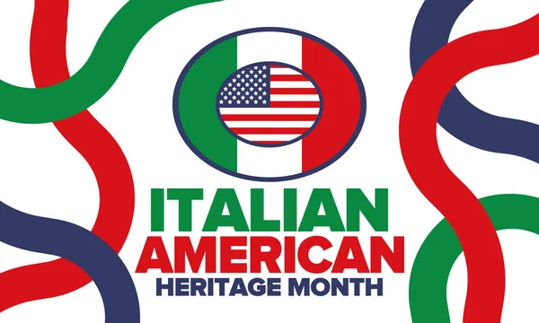 Национальный Итальянский Месяц Американского Наследия Праздник Отмечается Ежегодно Октябре Флаг — стоковый вектор