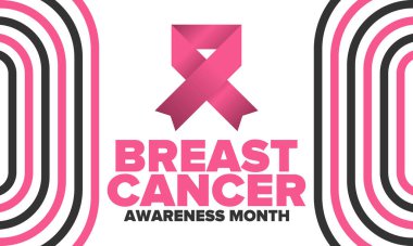 Meme Kanseri Farkındalığı Ayı. Pembe Ekim. Pembe kurdele. Kadın sağlık hizmetleri. Yıllık kutlama. Sağlık konsepti. Kız dayanışması. Kanseri önleme. Kadın hastalıkları. Poster, afiş ve arkaplan. Vektör