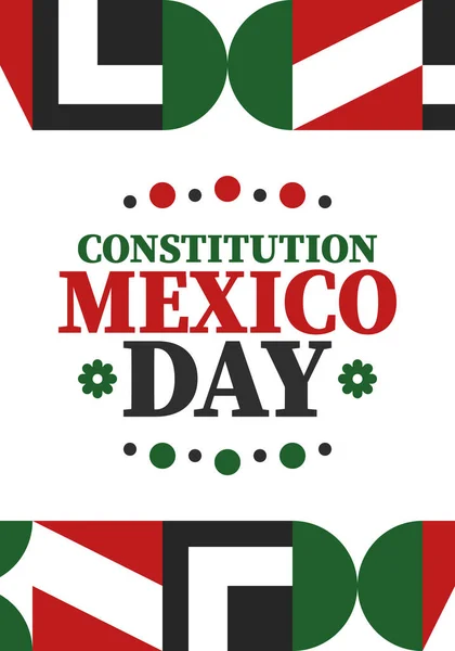 Ημέρα Συντάγματος Του Μεξικού Εθνική Ευτυχισμένη Γιορτή Γιορτάζεται Ετήσια Φεβρουάριο — Διανυσματικό Αρχείο