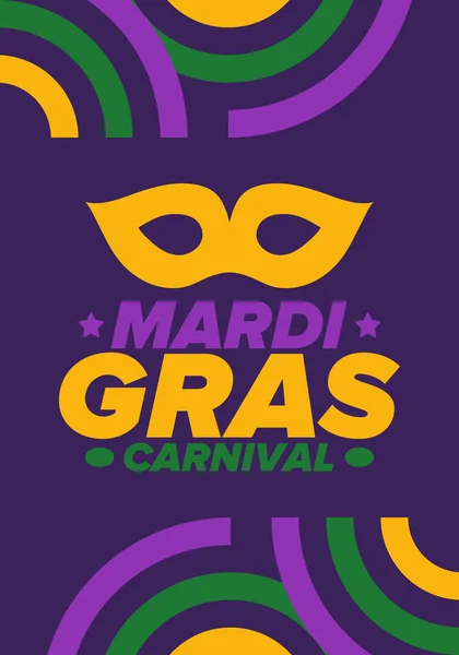 Mardi Gras Carnival New Orleans Fat Tuesday Traditional Holiday Celebration — Stock Vector