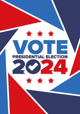 Presidential Election 2024 in United States. Vote day, November 5. US Election. Patriotic american element. Poster, card, banner and background. Vector illustration