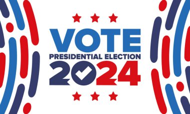 Presidential Election 2024 in United States. Vote day, November 5. US Election. Patriotic american element. Poster, card, banner and background. Vector illustration