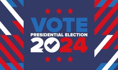 Presidential Election 2024 in United States. Vote day, November 5. US Election. Patriotic american element. Poster, card, banner and background. Vector illustration