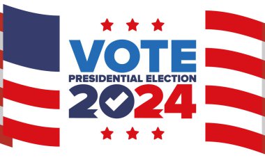 Presidential Election 2024 in United States. Vote day, November 5. US Election. Patriotic american element. Poster, card, banner and background. Vector illustration