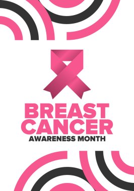 Meme Kanseri Farkındalığı Ayı. Pembe Ekim. Pembe kurdele. Kadın sağlık hizmetleri. Yıllık kutlama. Sağlık konsepti. Kız dayanışması. Kanseri önleme. Kadın hastalıkları. Poster, afiş ve arkaplan. Vektör