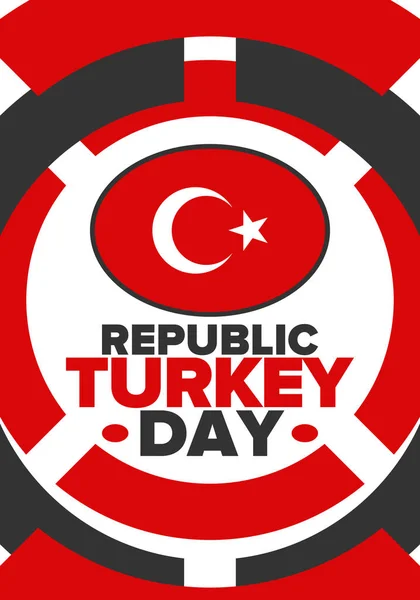 Turkey Republic Day National Happy Holiday Celebrated Annual October Turkish - Stok Vektor