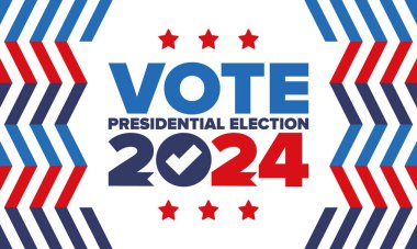Presidential Election 2024 in United States. Vote day, November 5. US Election. Patriotic american element. Poster, card, banner and background. Vector illustration