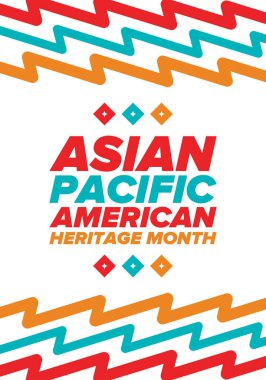 Asya Pasifik Amerikan Mirası Ayı. Mayıs 'ta kutlandı. Amerika Birleşik Devletleri 'ndeki Asya kökenli Amerikalıların ve Pasifik Adalılarının kültürünü, geleneklerini ve tarihini kutlar. Poster, kart, pankart. Vektör