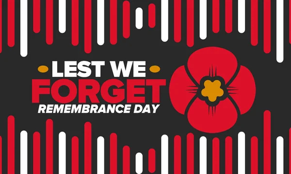 Emlékezés Napja Nehogy Elfelejtsük Emlékmák Poppy Nap Emléknapot Tartottak Nemzetközösségi — Stock Vector