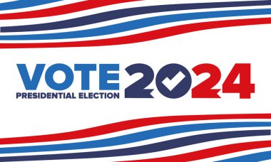 Presidential Election 2024 in United States. Vote day, November 5. US Election. Patriotic american element. Poster, card, banner and background. Vector illustration
