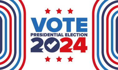 Presidential Election 2024 in United States. Vote day, November 5. US Election. Patriotic american element. Poster, card, banner and background. Vector illustration