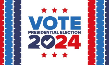 Presidential Election 2024 in United States. Vote day, November 5. US Election. Patriotic american element. Poster, card, banner and background. Vector illustration
