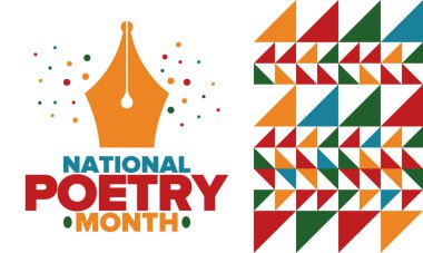 Nisan 'da Ulusal Şiir Ayı. El yazısıyla yazılmış bir poster. Amerika Birleşik Devletleri ve Kanada 'da şiir festivali. Edebi olaylar ve kutlamalar. Tebrik kartı, davet, afiş veya arkaplan