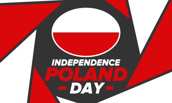 Giorno Indipendenza Polonia Festa Nazionale Felice Celebrata Annualmente Novembre Bandiera — Vettoriale Stock