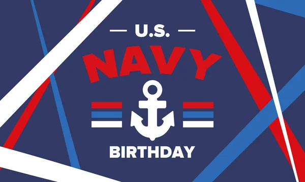 Cumpleaños Navy Vacaciones Estados Unidos Marina Estadounidense Rama Guerra Naval — Vector de stock