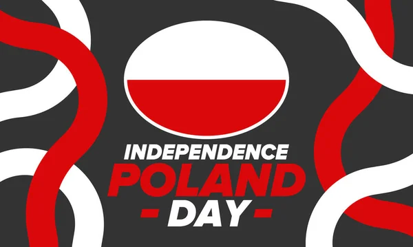 Independence Day Poland National Happy Holiday Celebrated Annual November Polish — Stock Vector