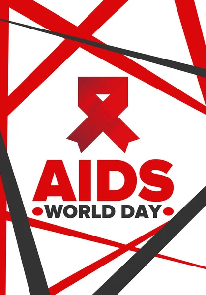 Día Mundial Del Sida Símbolo Cinta Roja Sensibilización Prevención Hiv — Vector de stock