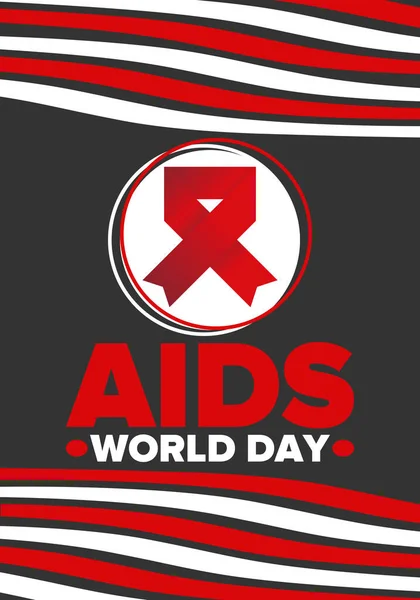 Día Mundial Del Sida Símbolo Cinta Roja Sensibilización Prevención Hiv — Archivo Imágenes Vectoriales