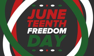 Haziran Bağımsızlık Günü 'nde. Özgürlük ya da Özgürlük Günü. Yıllık Amerikan bayramı, 19 Haziran 'da kutlandı. Afro-Amerikan tarihi ve mirası. Poster, tebrik kartı, afiş ve geçmiş. Vektör