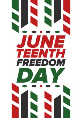 Haziran Bağımsızlık Günü 'nde. Özgürlük ya da Özgürlük Günü. Yıllık Amerikan bayramı, 19 Haziran 'da kutlandı. Afro-Amerikan tarihi ve mirası. Poster, tebrik kartı, afiş ve geçmiş. Vektör