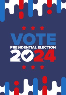 Presidential Election 2024 in United States. Vote day, November 5. US Election. Patriotic american element. Poster, card, banner and background. Vector illustration