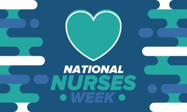 Ulusal Hemşireler Haftası. Teşekkürler hemşireler. Tıbbi ve sağlık hizmetleri konsepti. Virüslere ve hastalıklara karşı savaşanlar. Doktorların şerefine. Amerika 'da yıllık kutlama. Vektör illüstrasyon posteri