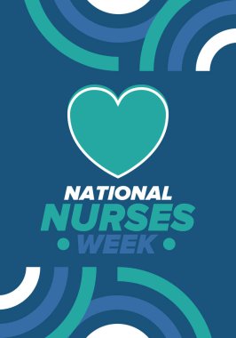 Ulusal Hemşireler Haftası. Teşekkürler hemşireler. Tıbbi ve sağlık hizmetleri konsepti. Virüslere ve hastalıklara karşı savaşanlar. Doktorların şerefine. Amerika 'da yıllık kutlama. Vektör illüstrasyon posteri
