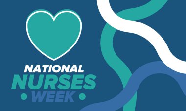 Ulusal Hemşireler Haftası. Teşekkürler hemşireler. Tıbbi ve sağlık hizmetleri konsepti. Virüslere ve hastalıklara karşı savaşanlar. Doktorların şerefine. Amerika 'da yıllık kutlama. Vektör illüstrasyon posteri