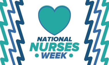 Ulusal Hemşireler Haftası. Teşekkürler hemşireler. Tıbbi ve sağlık hizmetleri konsepti. Virüslere ve hastalıklara karşı savaşanlar. Doktorların şerefine. Amerika 'da yıllık kutlama. Vektör illüstrasyon posteri